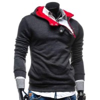 Hoodie Fashion Sweat Pull capuche Homme trendy 2016 Gris fonce Rouge